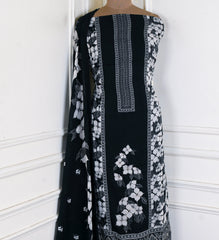 Georgette Black Unstitched Suit