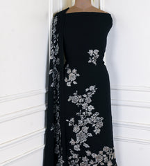 Georgette Black Unstitched Suit