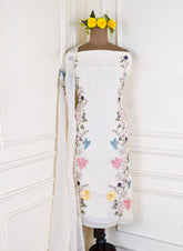 Organza White Unstitched Suit