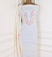 Mul Cotton Off-White Unstitched Suit