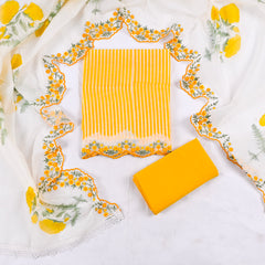 Mul Cotton Yellow Unstitched Suit