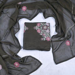 Organza Grey Unstitched Suit