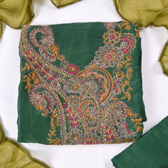 Organza Silk Green Unstitched Suit