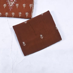 Organza Brown Unstitched Suit