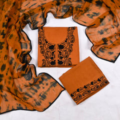Organza Rust Unstitched Suit