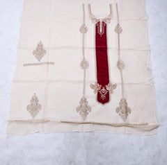 Organza Beige Unstitched Suit