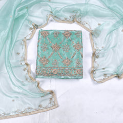 Glass Pista Green Unstitched Suit
