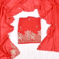 Crepe Red Unstitched Suit