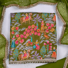 Silk Mehandi Unstitched Suit