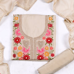 Organza Beige Unstitched Suit