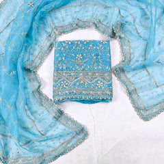 Glass Shimmer Sky Blue Unstitched Suit