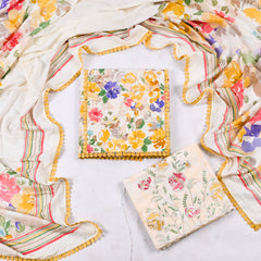 Cambric Cotton Yellow Unstitched Suit