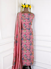 Muslin Peach Unstitched Suit