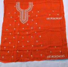 Organza Rust Unstitched Suit
