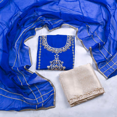 Organza Blue Unstitched Suit