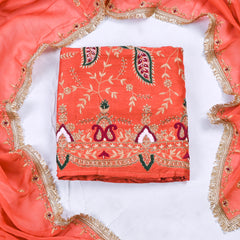 Khadi Orange Unstitched Suit