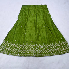 Crepe Green Unstitched Lehenga Suit