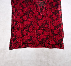 Twill Organza Maroon Unstitched Suit