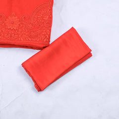 Organza Red Unstitched Suit