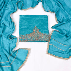 Silk Ferozi Unstitched Suit