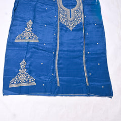 Organza Blue Unstitched Suit