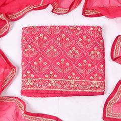 Organza Magenta Unstitched Suit