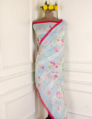 Twill Organza Pista Green Unstitched Suit
