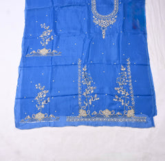 Silk Organza Blue Unstitched Suit