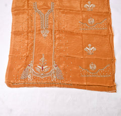 Silk Organza Orange Unstitched Suit