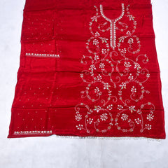 Crepe Maroon Unstitched Suit
