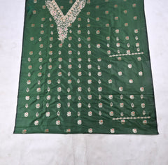 Banarasi Silk Green Unstitched Suit