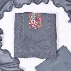 Twill Organza Powder Blue Unstitched Suit