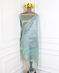 Glass Pista Green Unstitched Suit