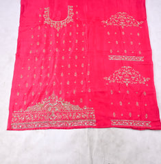 Khadi Magenta Unstitched Suit