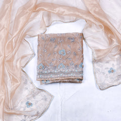 Glass Shimmer Beige Unstitched Suit