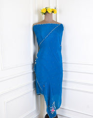 Crepe Blue Peplum Lehenga Suit