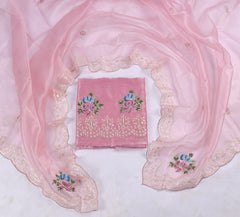 Glass Shimmer Pink Unstitched Suit