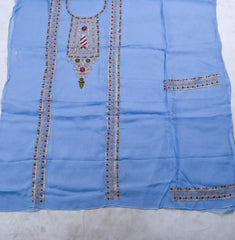 Organza Blue Unstitched Suit