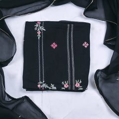 Organza Black Unstitched Suit