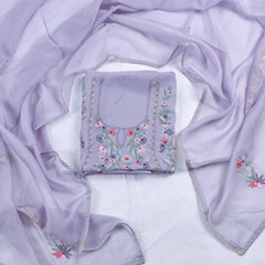 Organza Powder Blue Unstitched Suit
