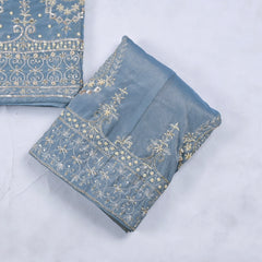 Shimmer Powder Blue Unstitched Lehenga Suit