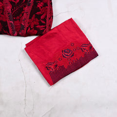 Twill Organza Maroon Unstitched Suit