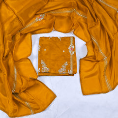 Crepe Mustard Yellow Unstitched Suit