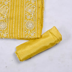 Georgette Yellow Unstitched Suit