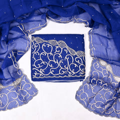 Organza Blue Unstitched Suit