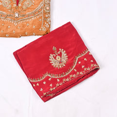 Silk Organza Orange Unstitched Suit