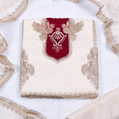 Organza Beige Unstitched Suit