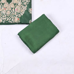 Banarasi Silk Green Unstitched Suit