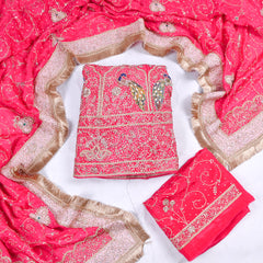 Crepe Magenta Peplum Lehenga Suit