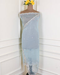 Organza sky Blue Unstitched Suit